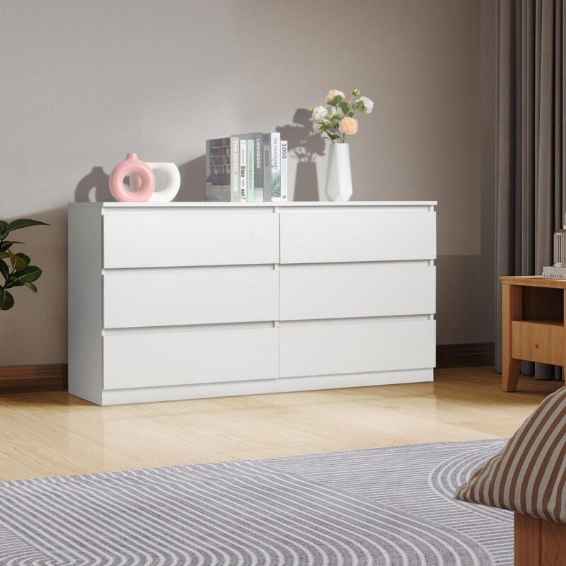 Ktaxon 6 Drawer Double Dresser, Kids Dresser, Nursery Dresser Drawer Organizer, Chest Of Drawers, White - Image 4