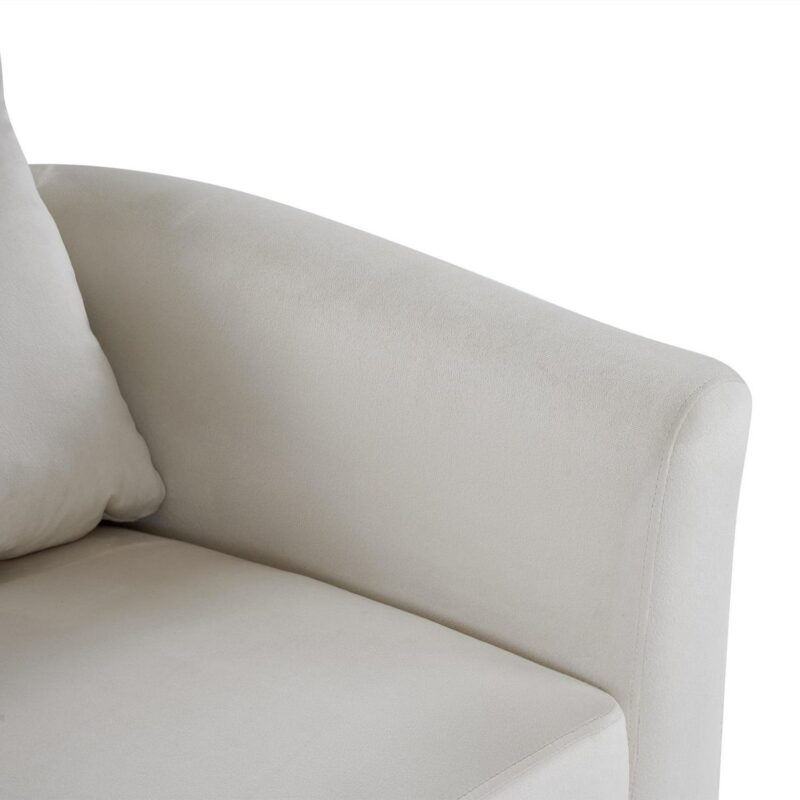 Ktaxon Accent Chair with Ottoman Set, Flannel Upholstered Single Sofa with Lumber Pillow Armchair with Armrests and Footrest for Bedroom Living Reading Room Office Beige - Image 5