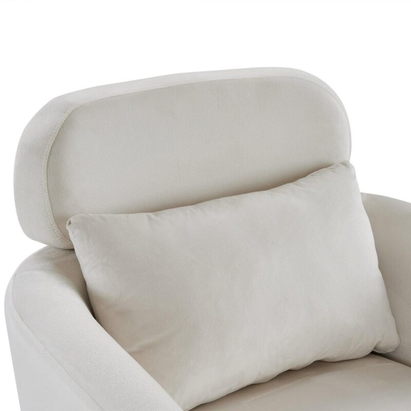 Ktaxon Accent Chair with Ottoman Set, Flannel Upholstered Single Sofa with Lumber Pillow Armchair with Armrests and Footrest for Bedroom Living Reading Room Office Beige - Image 4
