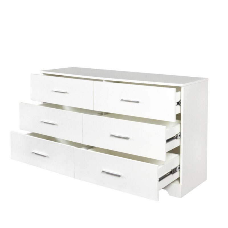 Ktaxon Bedroom Dresser with 6 Drawers, Wooden Double Dresser for Entryway, Wide Storage Cabinet for Living Room, White - Image 3