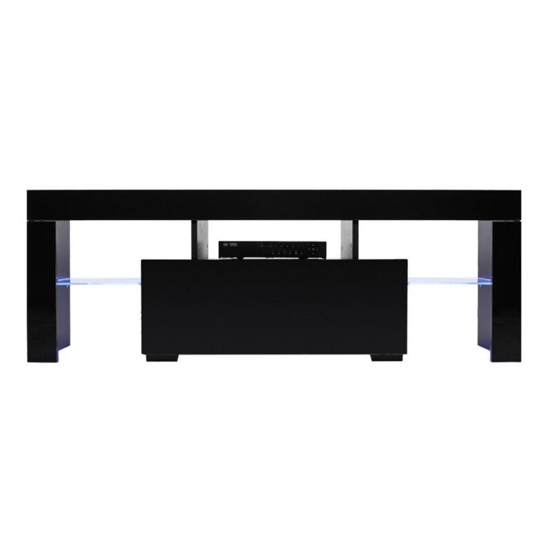 Ktaxon Modern LED Light TV Stand, Storage Console Cabinet Furniture with LED Drawer and Shelves, Entertainment Center for Living Room, Black - Image 3