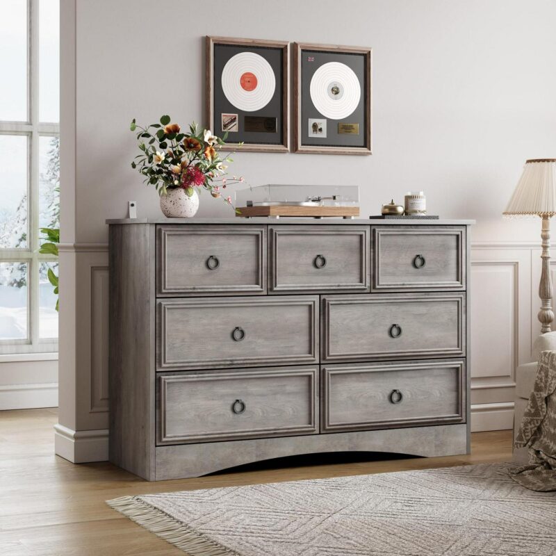 LGHM 7 Drawer Dresser, Chest of Drawers for Bedroom Living Room, Gray - Image 4