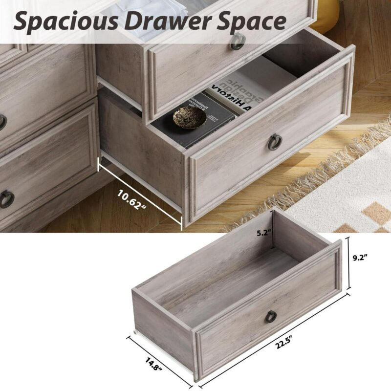 LGHM 7 Drawer Dresser, Chest of Drawers for Bedroom Living Room, Gray - Image 3