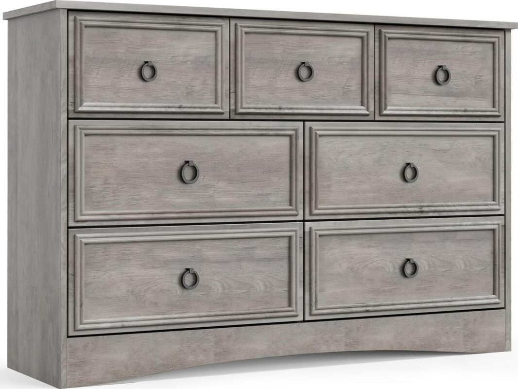 LGHM 7 Drawer Dresser, Chest of Drawers for Bedroom Living Room, Gray