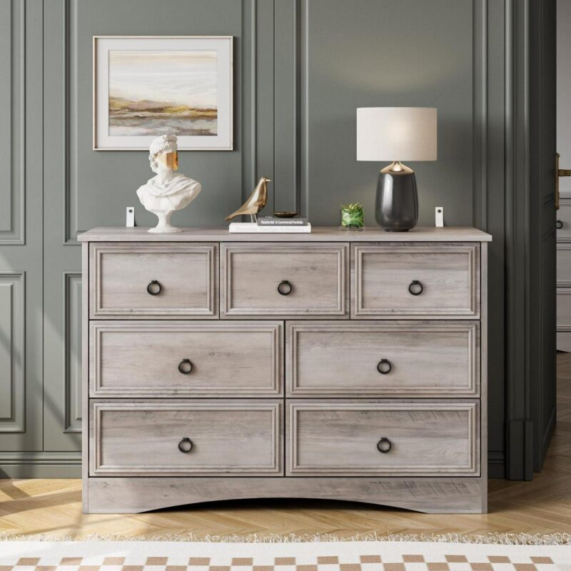 LGHM 7 Drawer Dresser, Chest of Drawers for Bedroom Living Room, Gray - Image 6
