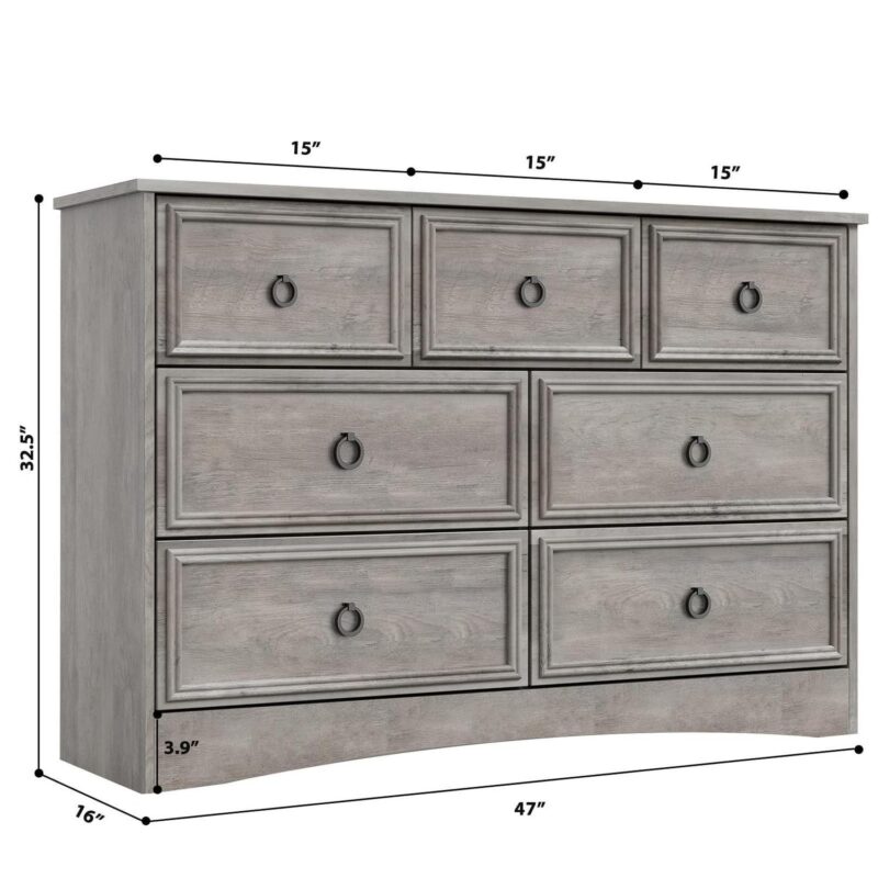 LGHM 7 Drawer Dresser, Chest of Drawers for Bedroom Living Room, Gray - Image 8