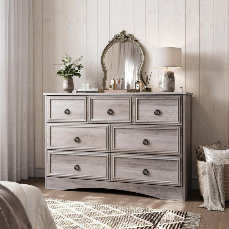 LGHM 7 Drawer Dresser, Chest of Drawers for Bedroom Living Room, Gray - Image 9