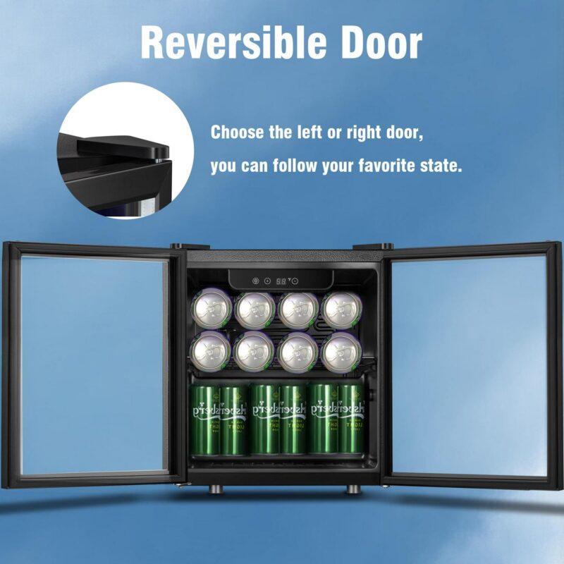 LHRIVER 1.3 Cu.ft Beverage Refrigerator Cooler, Mini Fridge with Glass Door for Soda Beer or Wine - Image 3