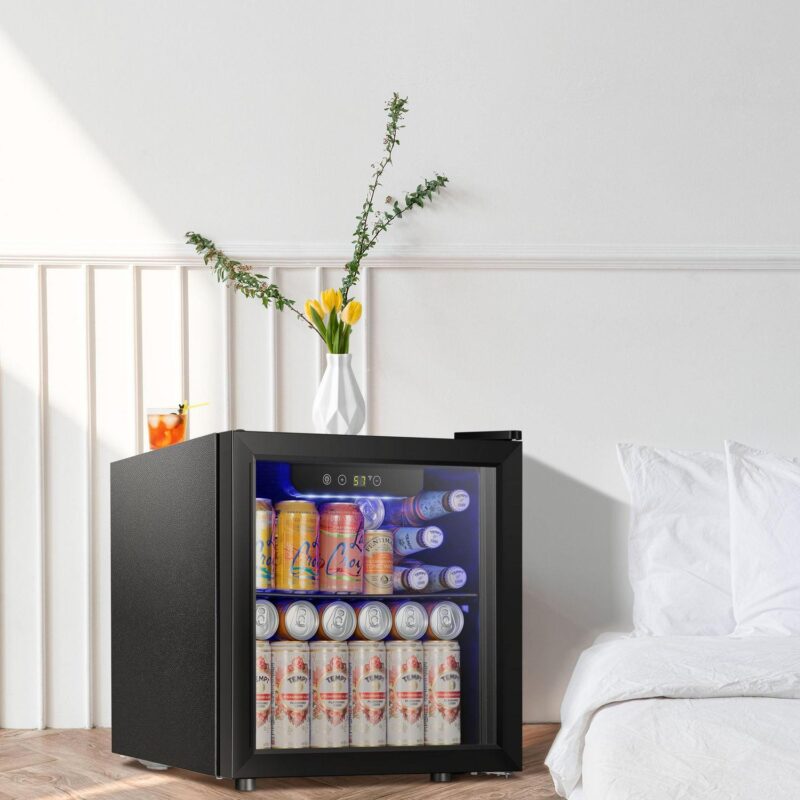LHRIVER 1.3 Cu.ft Beverage Refrigerator Cooler, Mini Fridge with Glass Door for Soda Beer or Wine - Image 7