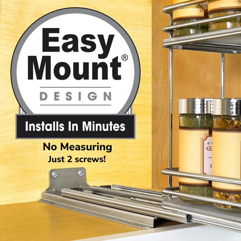 LYNK PROFESSIONAL 4-1/4  Wide Double Pull Out Spice Rack Organizer for Cabinet, Slide Out Shelf, Chrome - Image 3