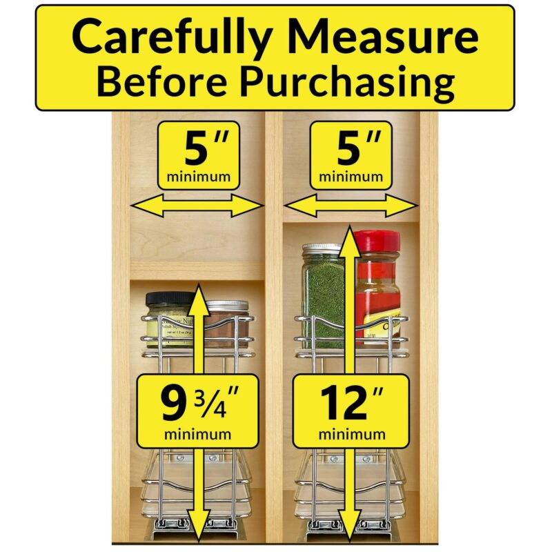 LYNK PROFESSIONAL 4-1/4  Wide Double Pull Out Spice Rack Organizer for Cabinet, Slide Out Shelf, Chrome - Image 4