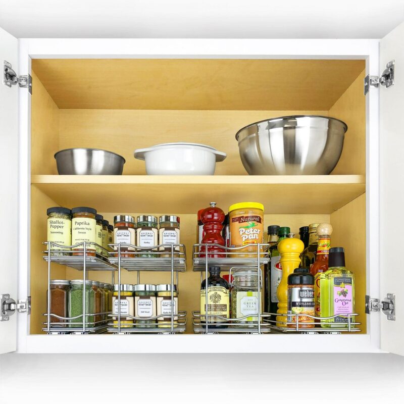 LYNK PROFESSIONAL 4-1/4  Wide Double Pull Out Spice Rack Organizer for Cabinet, Slide Out Shelf, Chrome - Image 8