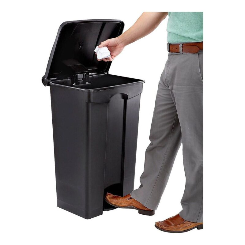 Large Capacity Plastic Step-On Receptacle, 23Gal, Black - Image 3