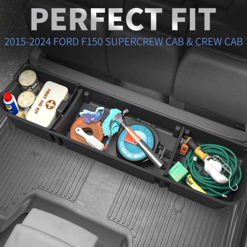Ledkingdomus Under Seat Storage Box fit for 2015-2023 2024 Ford F150 SuperCrew Cab and Crew Cab 2in1 Design Max Storage - Image 2