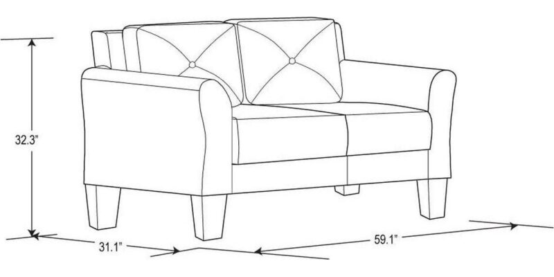 Lifestyle Solutions Taryn Loveseat with Rolled Arms, Brown Fabric - Image 7