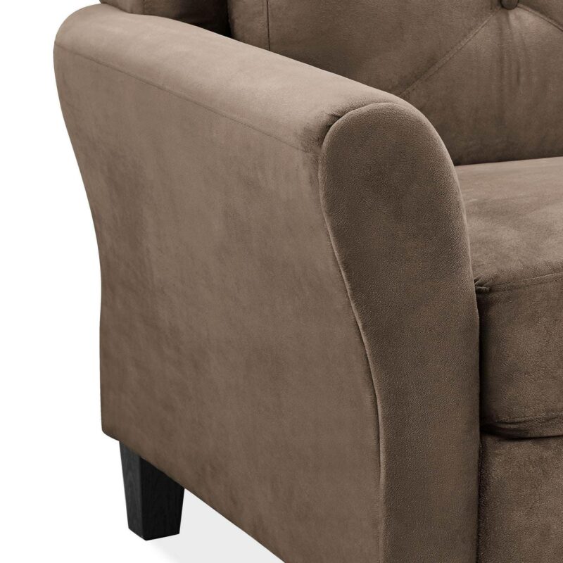 Lifestyle Solutions Taryn Loveseat with Rolled Arms, Brown Fabric - Image 6