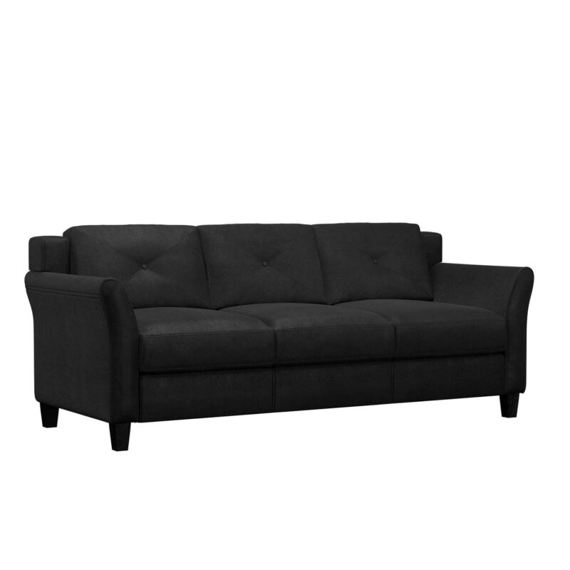 Lifestyle Solutions Taryn Curved Arms Sofa, Black Fabric - Image 6