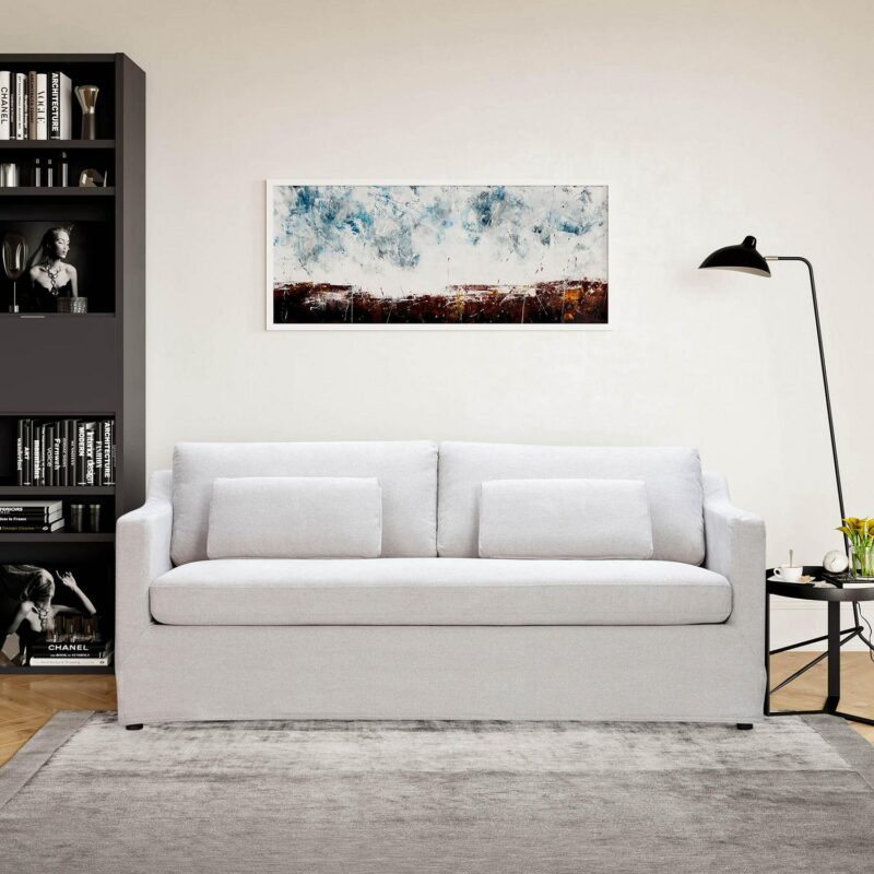 Lifestyle Solutions Riley Farmhouse Slip-Cover Style Upholstered Sofa, Oatmeal Fabric - Image 5