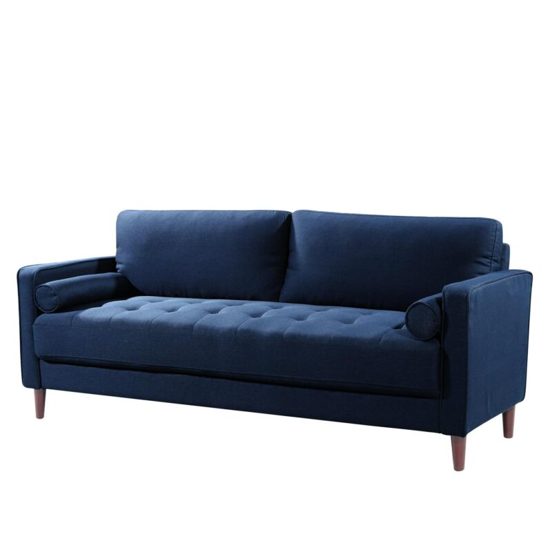 Lifestyle Solutions Lorelei Mid-Century Modern Cushion Back Upholstered Sofa, Navy - Image 3