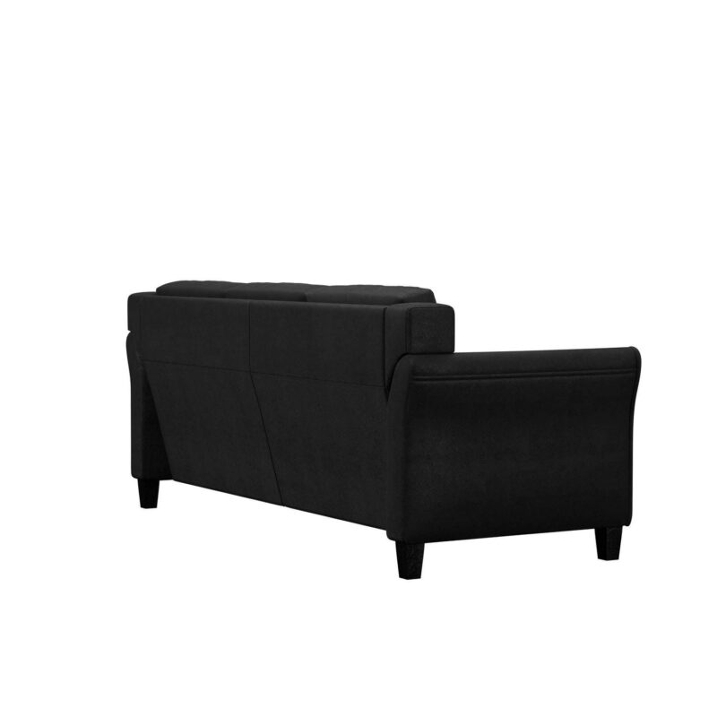 Lifestyle Solutions Taryn Curved Arms Sofa, Black Fabric - Image 9