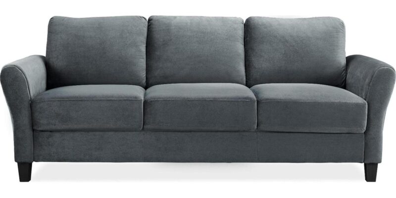 Lifestyle Solutions Alexa Sofa with Rolled Arms, Gray Fabric - Image 3