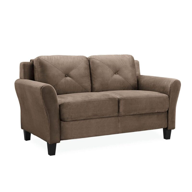 Lifestyle Solutions Taryn Loveseat with Rolled Arms, Brown Fabric - Image 4