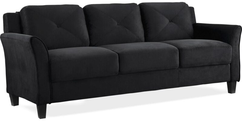 Lifestyle Solutions Taryn Curved Arms Sofa, Black Fabric - Image 3
