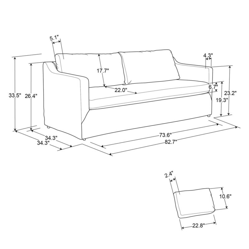 Lifestyle Solutions Riley Farmhouse Slip-Cover Style Upholstered Sofa, Oatmeal Fabric - Image 9