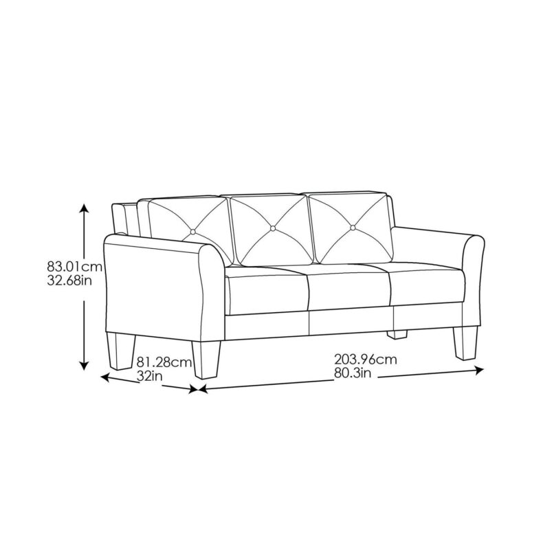 Lifestyle Solutions Taryn Curved Arms Sofa, Black Fabric - Image 15