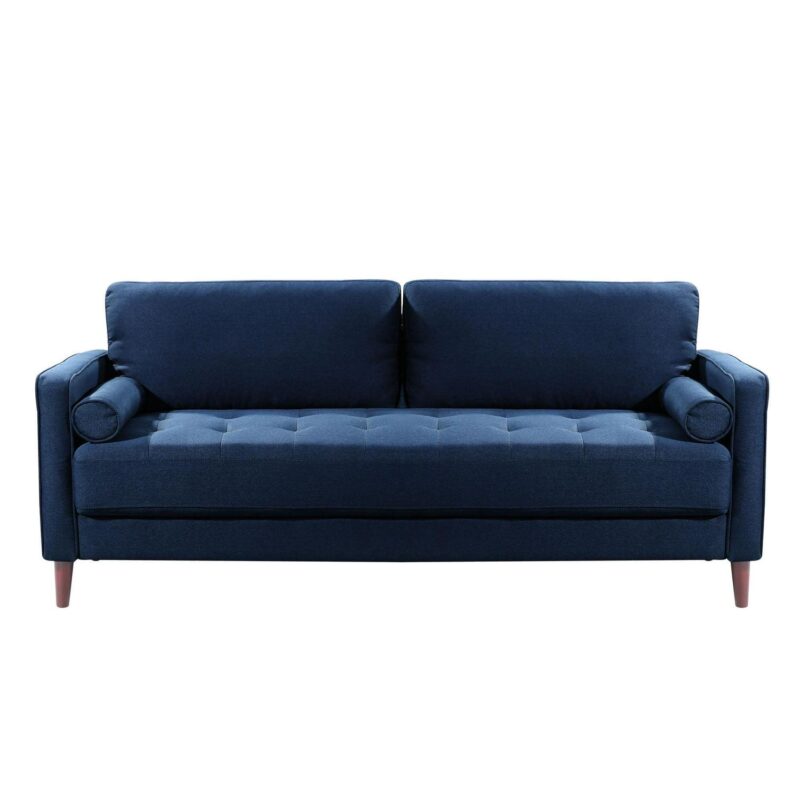 Lifestyle Solutions Lorelei Mid-Century Modern Cushion Back Upholstered Sofa, Navy - Image 4