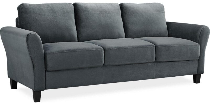 Lifestyle Solutions Alexa Sofa with Rolled Arms, Gray Fabric - Image 2