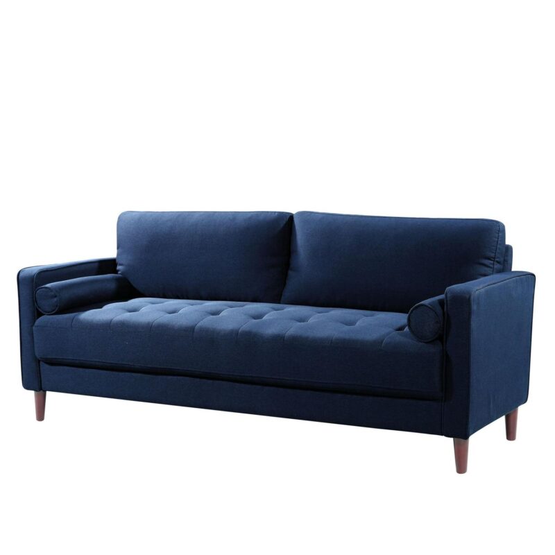 Lifestyle Solutions Lorelei Mid-Century Modern Cushion Back Upholstered Sofa, Navy - Image 2
