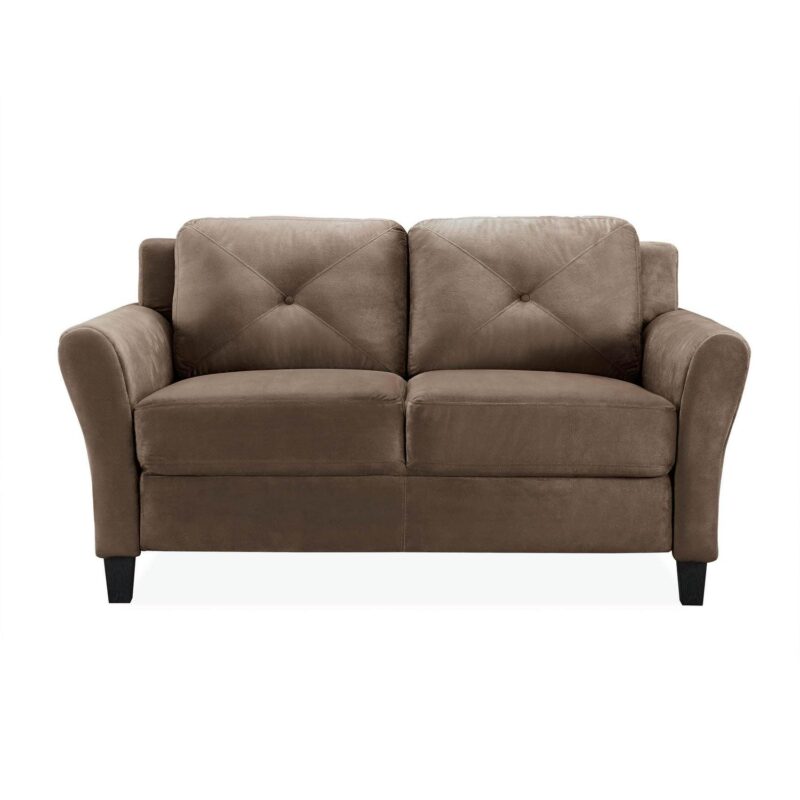 Lifestyle Solutions Taryn Loveseat with Rolled Arms, Brown Fabric - Image 3