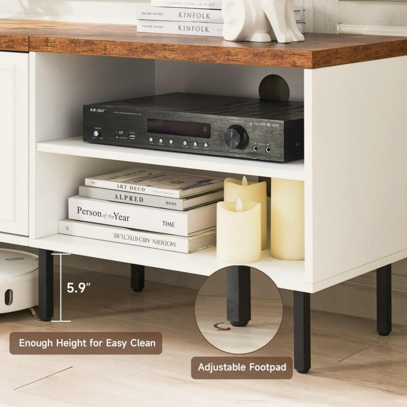 MARNUR 71  TV Stand for TVs up to 80 , Entertainment Center with Storage for Living Room, Farmhouse Style, White - Image 3