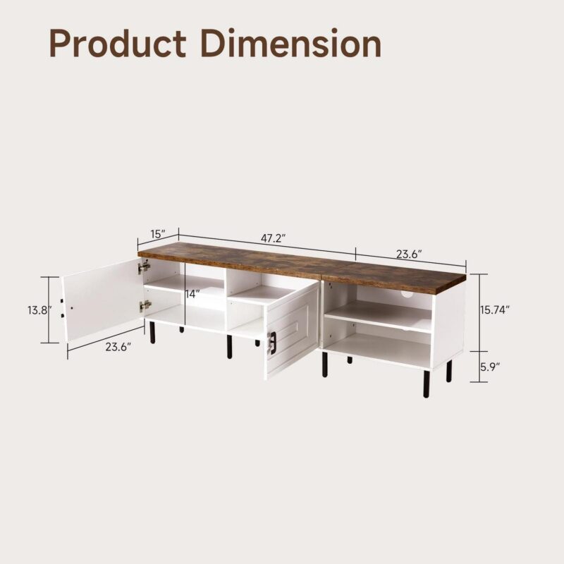MARNUR 71  TV Stand for TVs up to 80 , Entertainment Center with Storage for Living Room, Farmhouse Style, White - Image 4