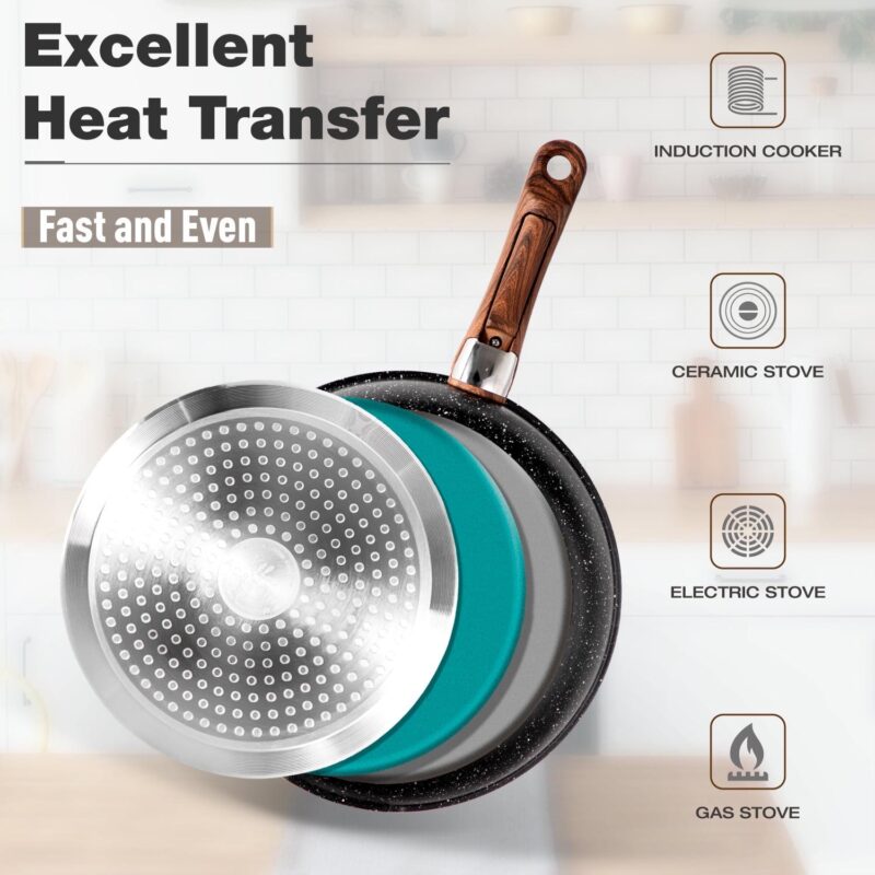 MF Studio 8 Pieces Cookware Set Granite Nonstick Pots and Pans with Removable Handle Black - Image 6