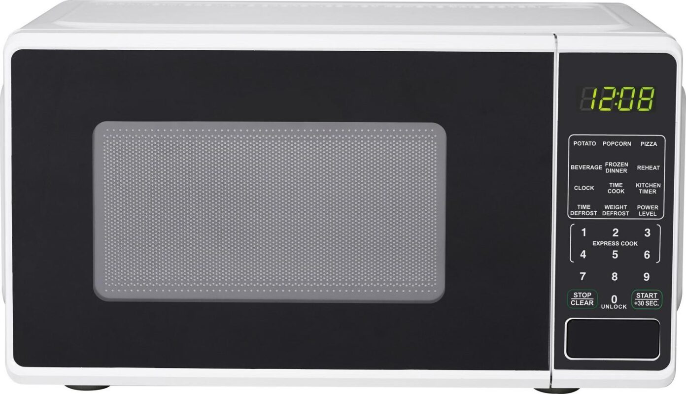 Mainstays 0.7 Cu ft Countertop Microwave Oven, 700 Watts, White - Image 2