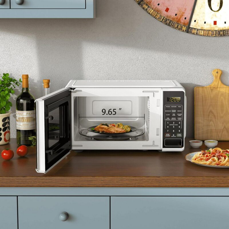Mainstays 0.7 Cu ft Countertop Microwave Oven, 700 Watts, White - Image 3