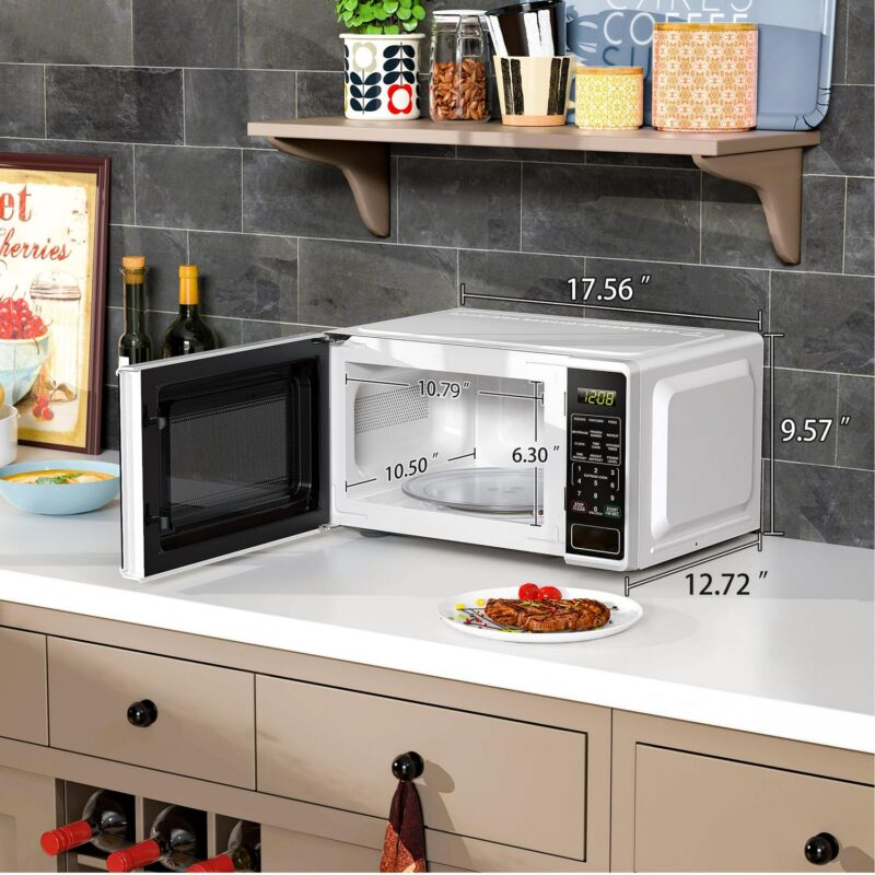 Mainstays 0.7 Cu ft Countertop Microwave Oven, 700 Watts, White - Image 7