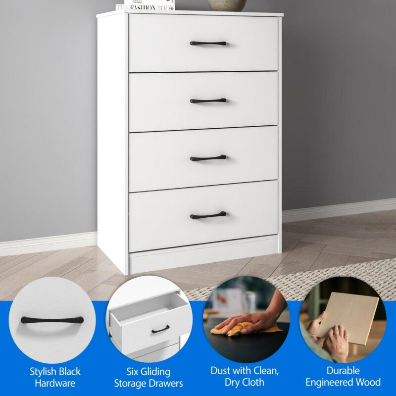 Mainstays Ardent 4 Drawer Dresser, White - Image 4