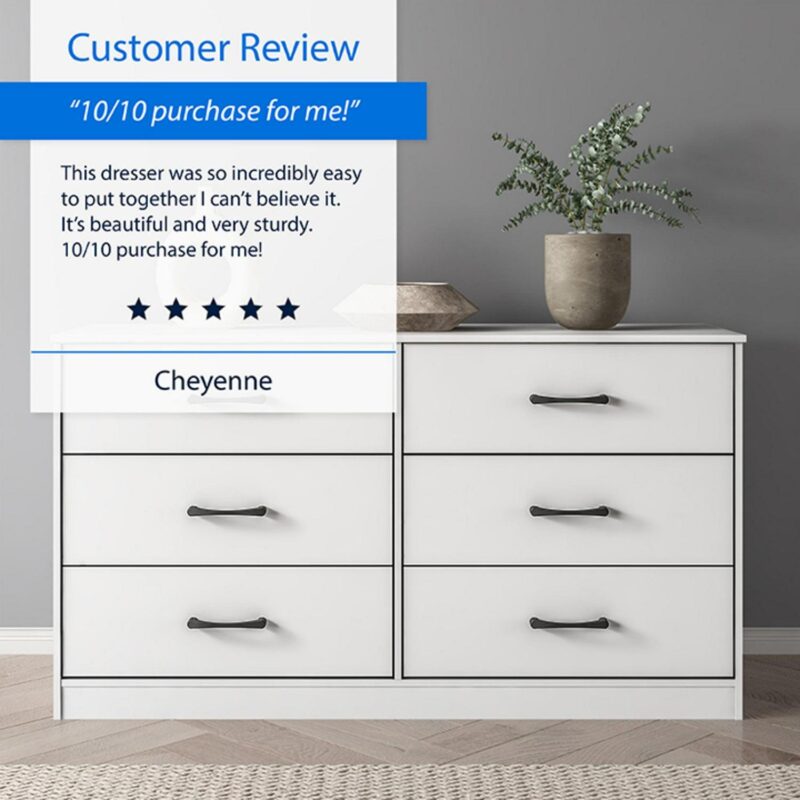 Mainstays Ardent 6 Drawer Dresser, White - Image 7