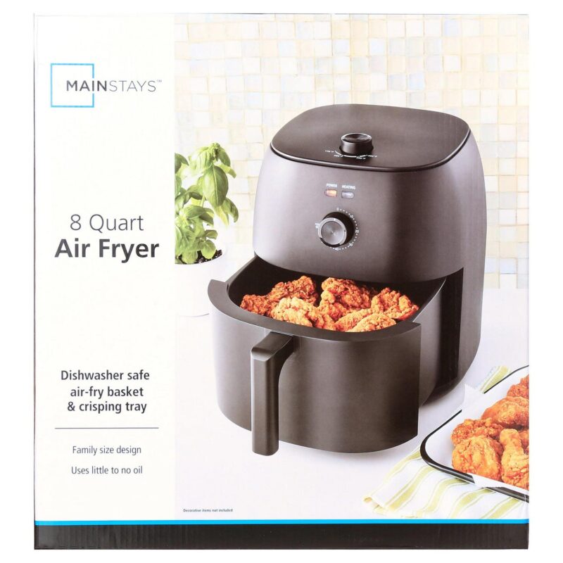 Mainstays New 8 qt Compact Air Fryer, Black - Automatic Shutoff, Built-in Timer - Image 2