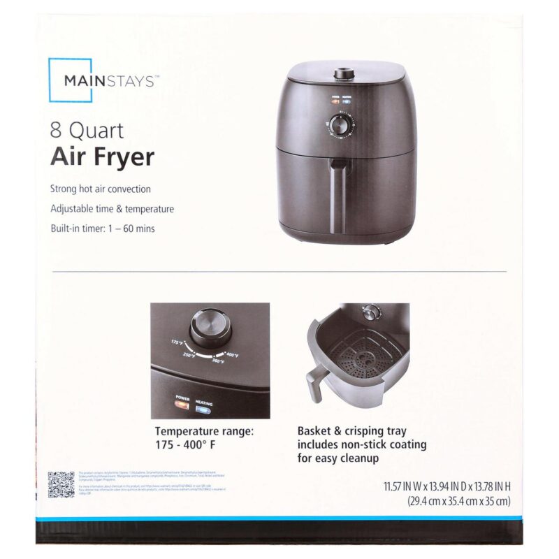 Mainstays New 8 qt Compact Air Fryer, Black - Automatic Shutoff, Built-in Timer - Image 11