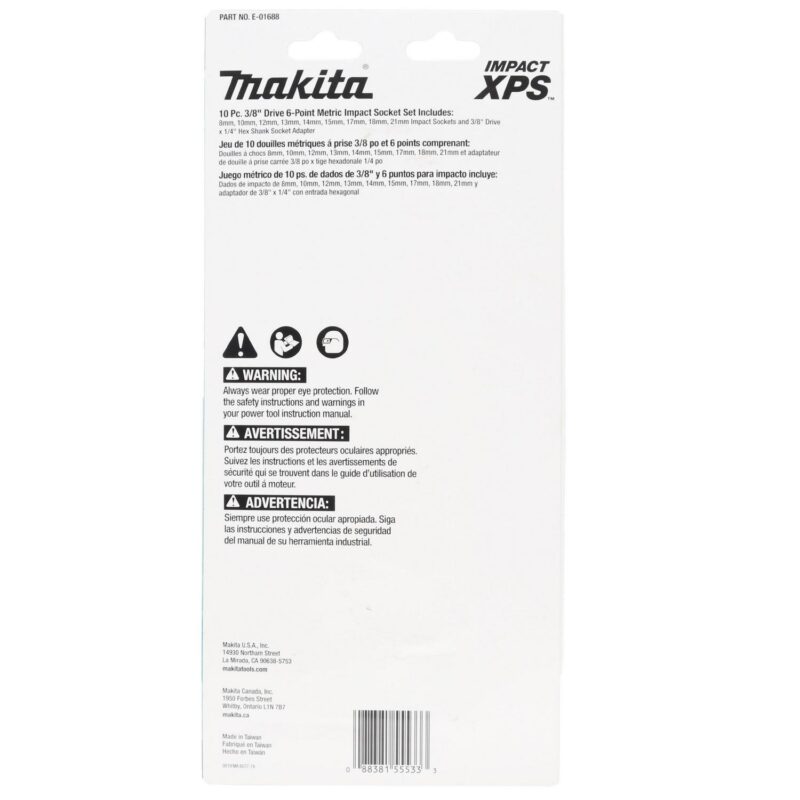 Makita E-01688 10pc 3/8in Metric XPS Socket Set and Makita E-01672 10pc 3/8in ASE XPS Socket Set - Image 3