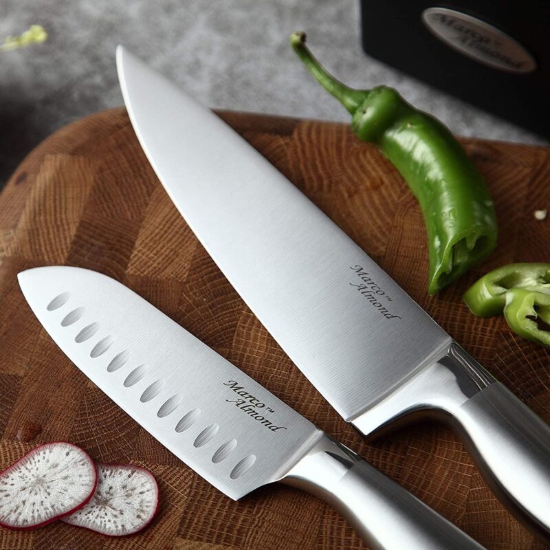 Marco Almond KYA28 14-Piece Stainless Steel Cutlery Kitchen Knife Set with Block,Built-in Sharpener - Image 5