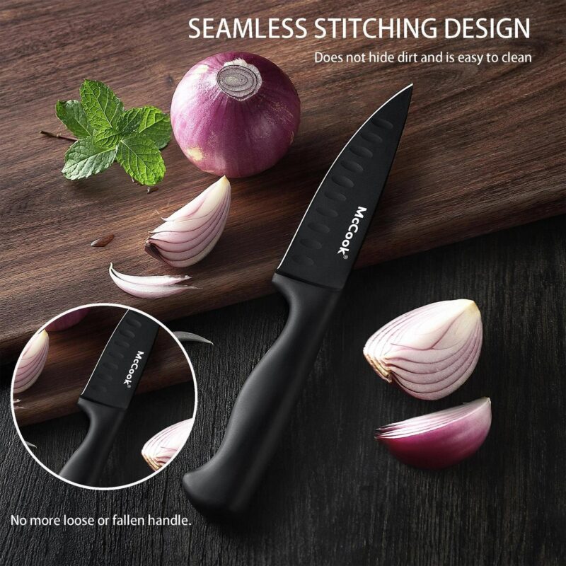 McCook MC69C Knife Block Set,20 Pieces German Stainless Steel Professional Kitchen Knife Set with Built-in Sharpener,Black Knife Set With Block - Image 8