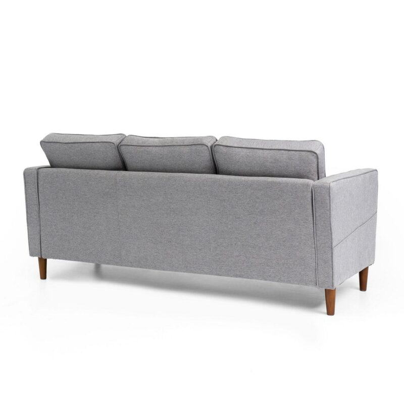 Mellow Hana Modern Upholstered Linen Fabric Sofa with Armrest Pockets, Heather Grey - Image 5