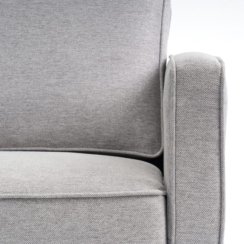 Mellow Hana Modern Upholstered Linen Fabric Sofa with Armrest Pockets, Heather Grey - Image 2