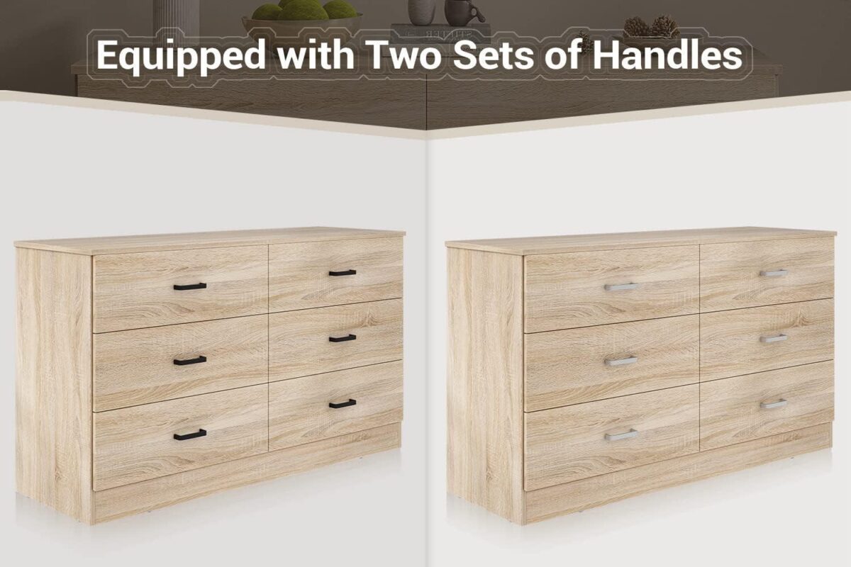Meteorleg 6 Drawer Double Dresser,47.3'' Wide Chest of Drawers with Metal Handles,Storage Cabinet for Bedroom,Oak - Image 8