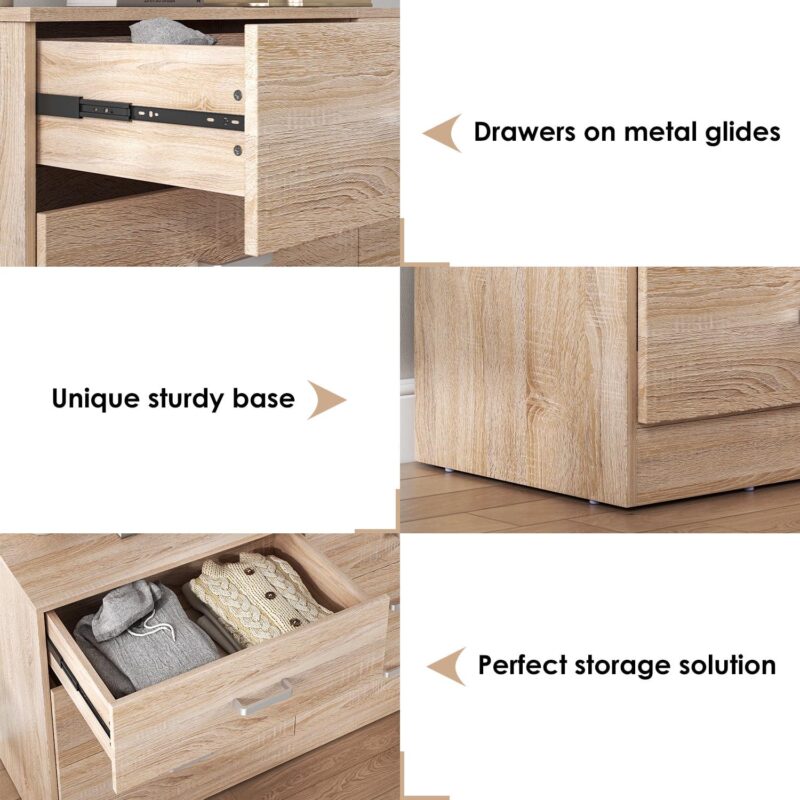 Meteorleg 6 Drawer Double Dresser,47.3'' Wide Chest of Drawers with Metal Handles,Storage Cabinet for Bedroom,Oak - Image 6